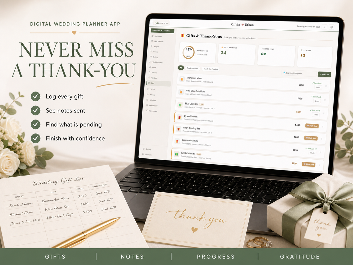 Wedding Planner App — Gifts and Thank-Yous