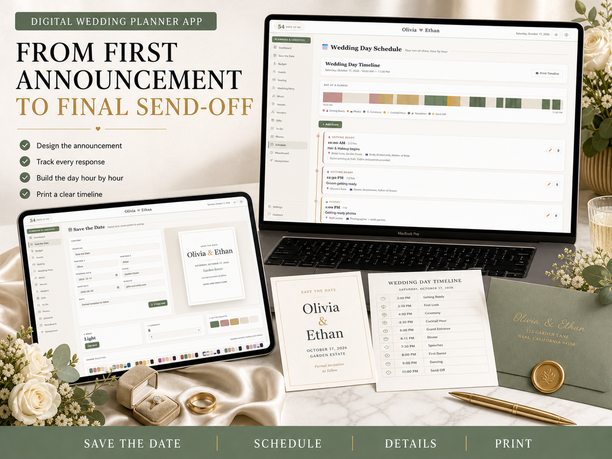 Wedding Planner App — Save the Date and Schedule