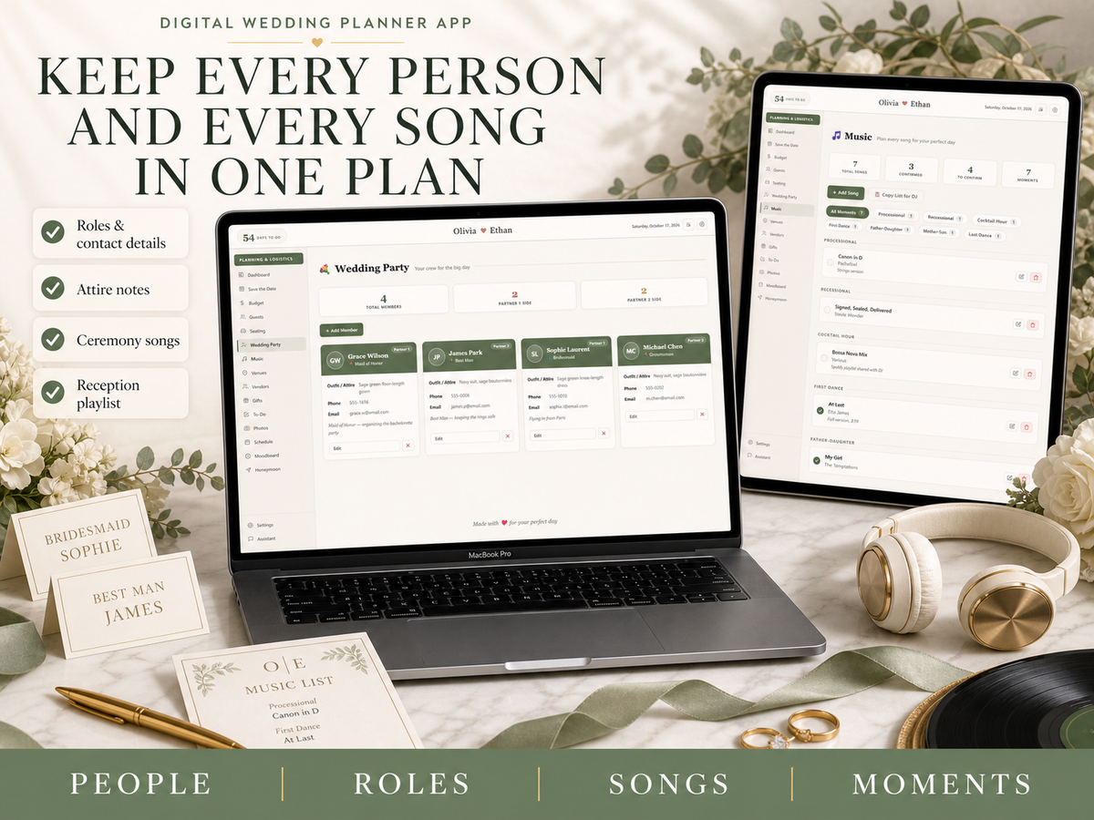 Wedding Planner App — Wedding Party and Music