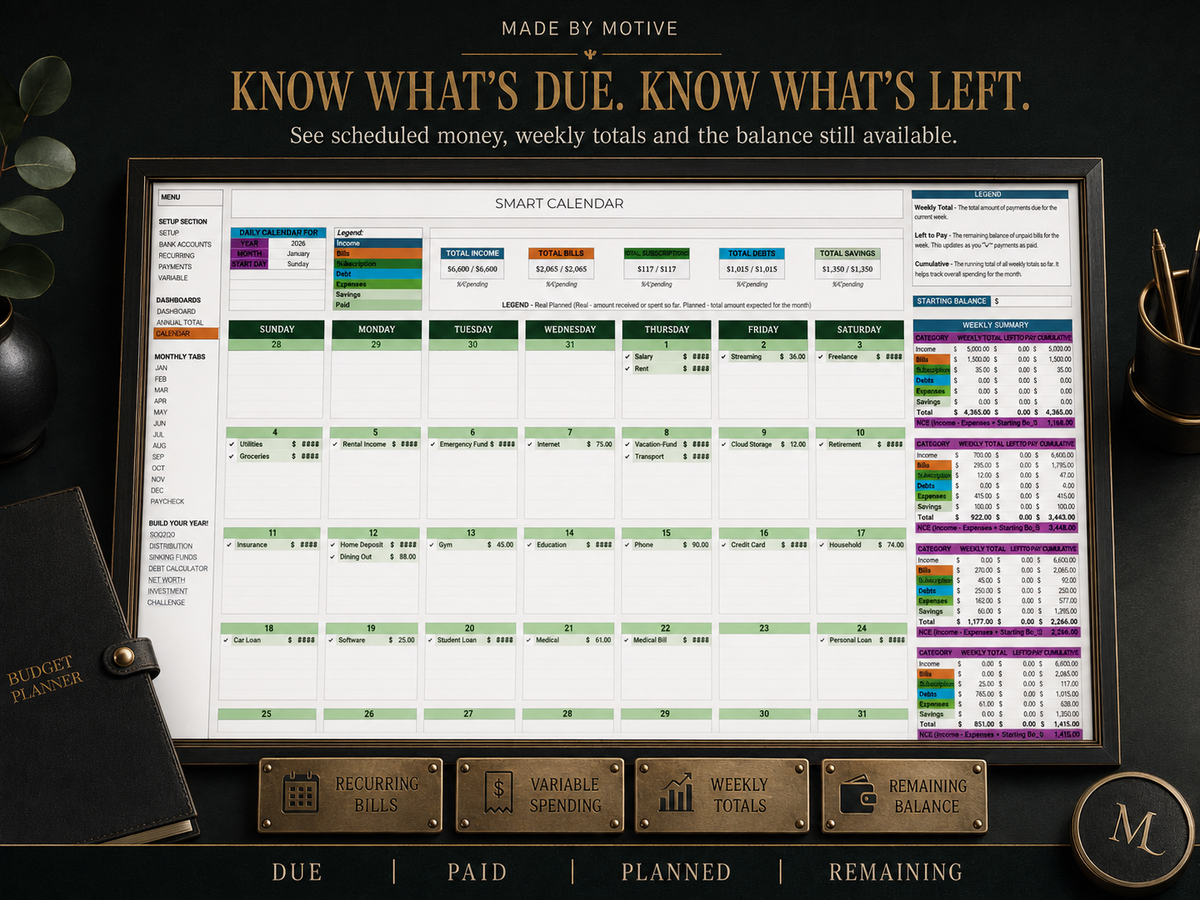 Ultimate Budget Planner — Calendar view