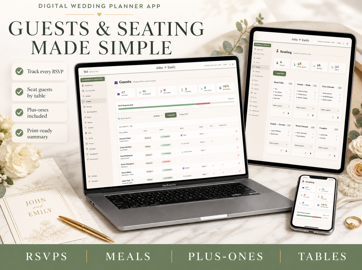 Wedding Planner App — Guest list and seating chart